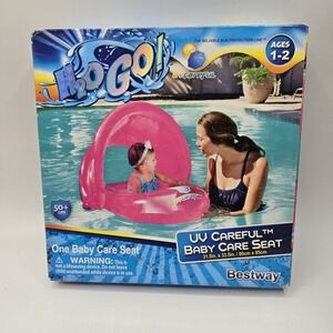 H2O GO Inflatable UV Pink Baby Pool Float w/ Detachable Sunshade Hood BRAND NEW